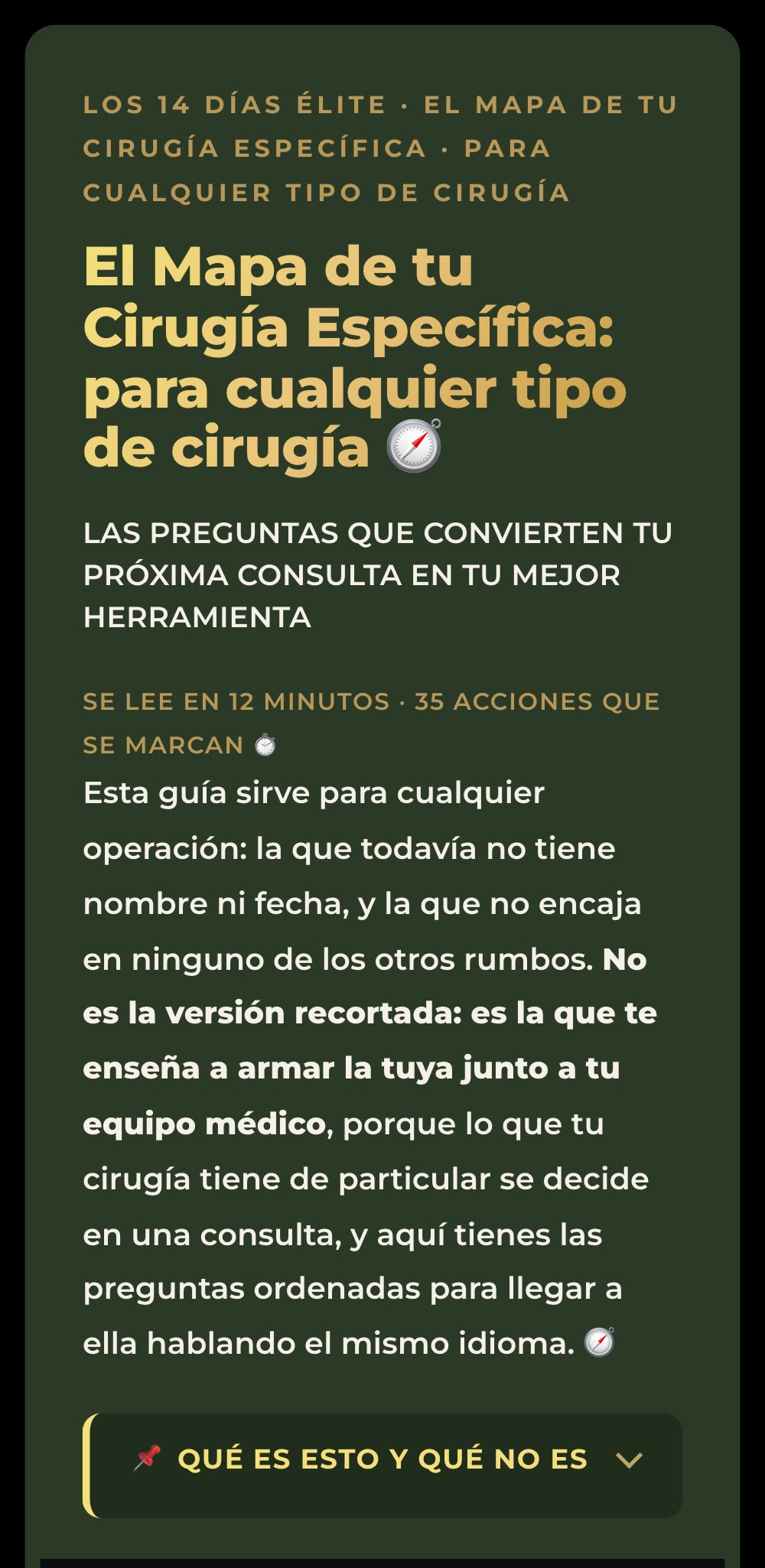 El Mapa de tu Cirug&iacute;a Espec&iacute;fica, abierto en su primera parte